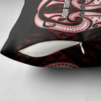 Maori Rugby Custom Ngaru Mangopare Pillow Cover Black Red Whetu Niho Taniwha Motif