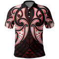 Maori Rugby Custom Ngaru Mangopare Polo Shirt Black Red Whetu Niho Taniwha Motif