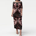 Maori Rugby Custom Ngaru Mangopare Puletasi Black Red Whetu Niho Taniwha Motif