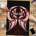 Maori Rugby Custom Ngaru Mangopare Puzzle Black Red Whetu Niho Taniwha Motif