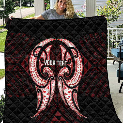 Maori Rugby Custom Ngaru Mangopare Quilt Black Red Whetu Niho Taniwha Motif