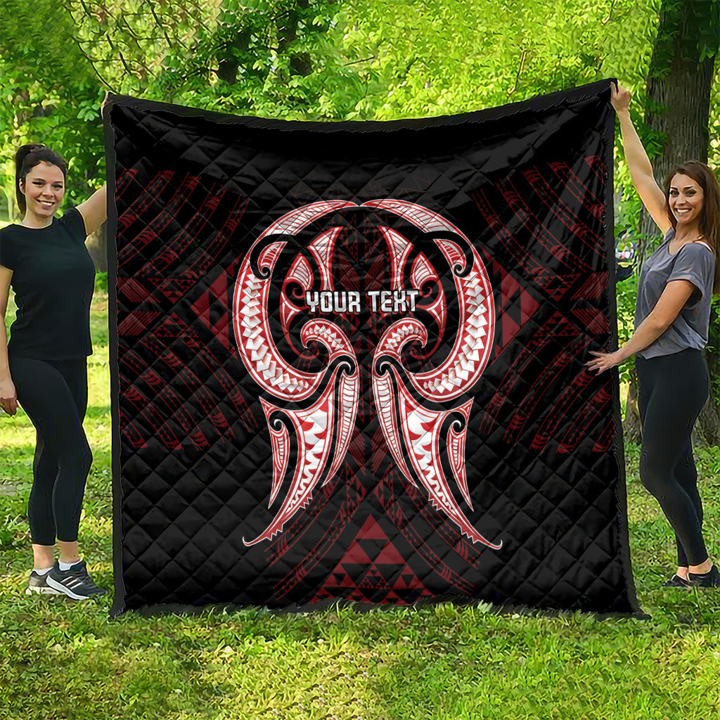 Maori Rugby Custom Ngaru Mangopare Quilt Black Red Whetu Niho Taniwha Motif