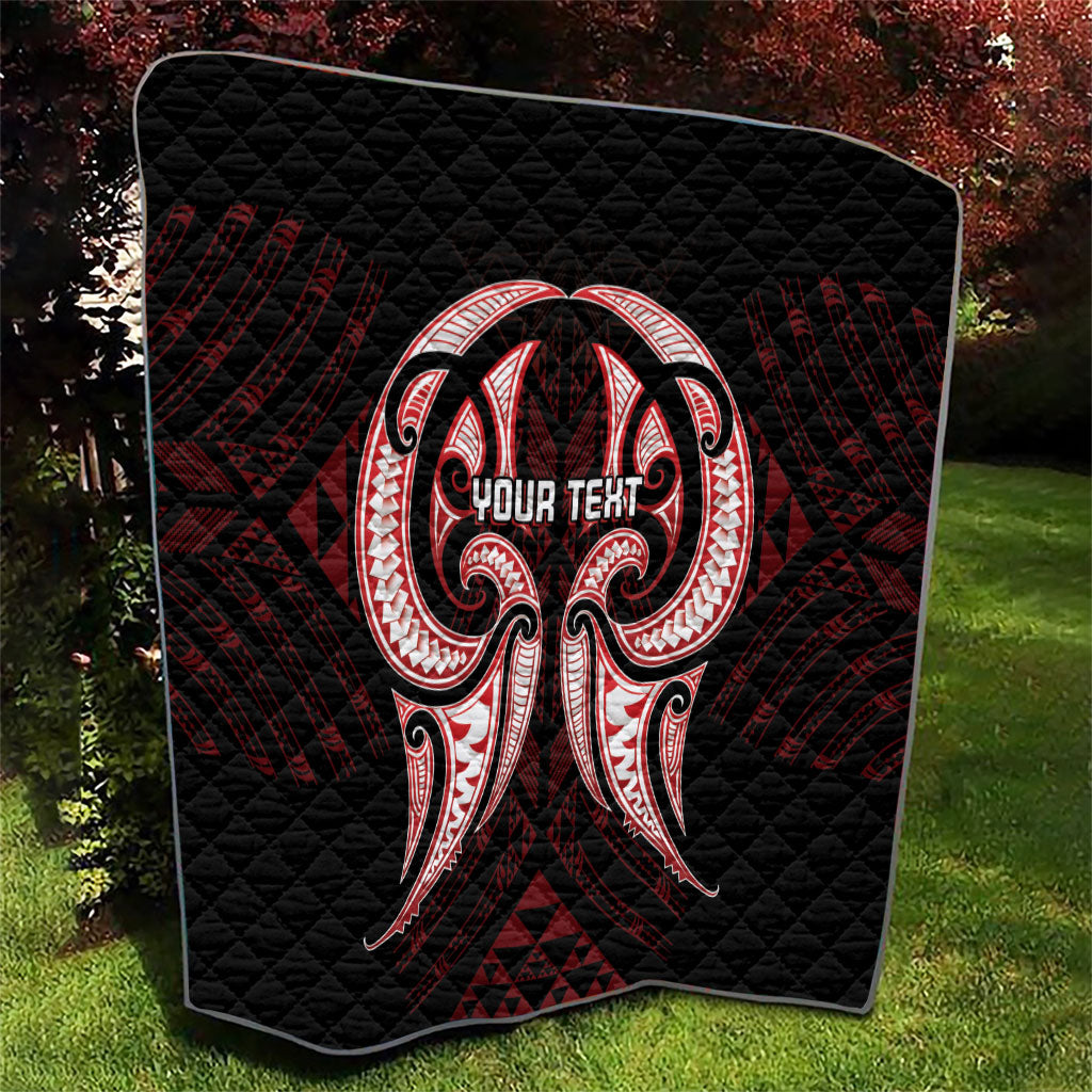 Maori Rugby Custom Ngaru Mangopare Quilt Black Red Whetu Niho Taniwha Motif