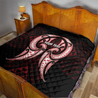 Maori Rugby Custom Ngaru Mangopare Quilt Black Red Whetu Niho Taniwha Motif