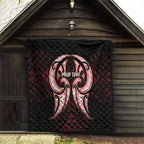 Maori Rugby Custom Ngaru Mangopare Quilt Black Red Whetu Niho Taniwha Motif