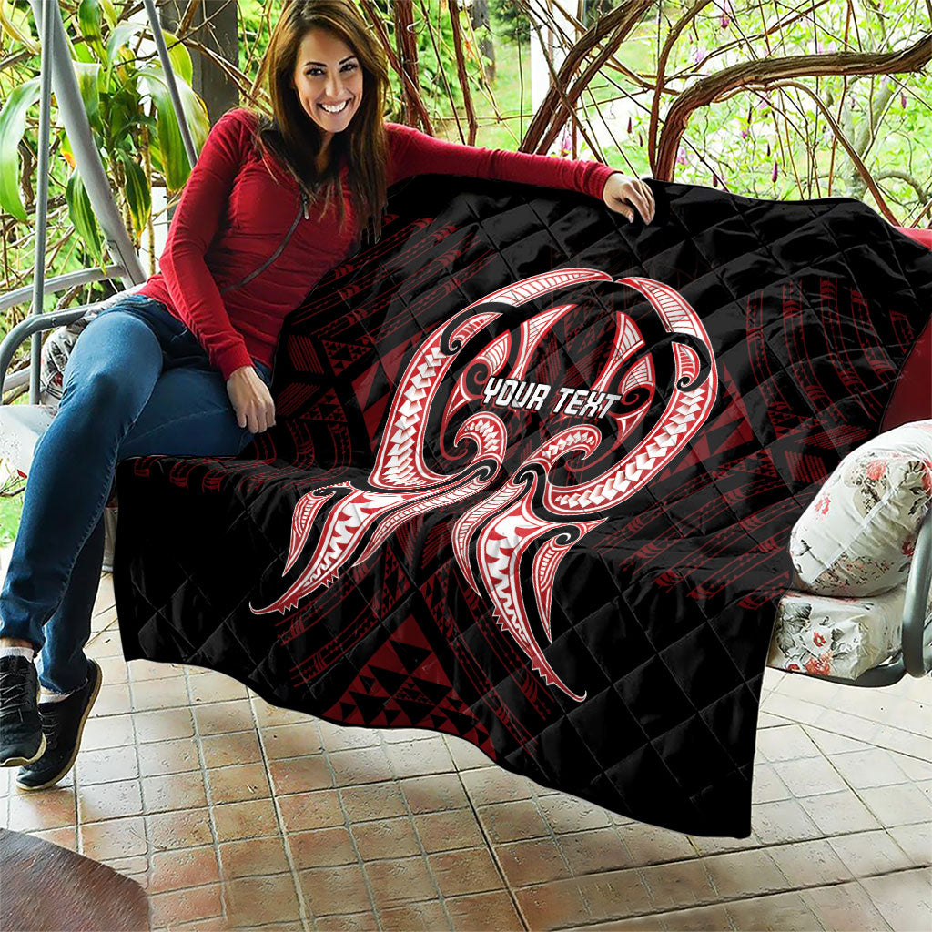 Maori Rugby Custom Ngaru Mangopare Quilt Black Red Whetu Niho Taniwha Motif