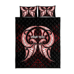Maori Rugby Custom Ngaru Mangopare Quilt Bed Set Black Red Whetu Niho Taniwha Motif