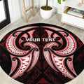 Maori Rugby Custom Ngaru Mangopare Round Carpet Black Red Whetu Niho Taniwha Motif