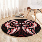 Maori Rugby Custom Ngaru Mangopare Round Carpet Black Red Whetu Niho Taniwha Motif
