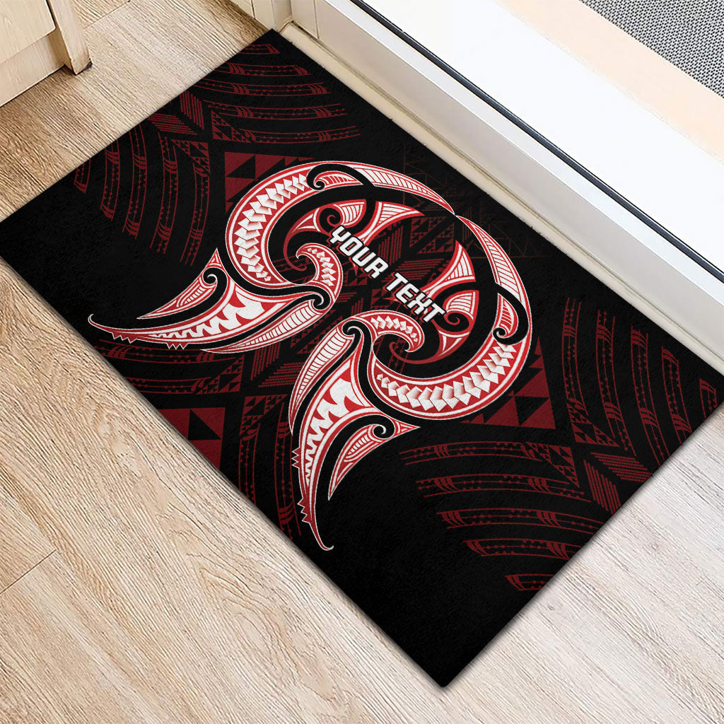 Maori Rugby Custom Ngaru Mangopare Rubber Doormat Black Red Whetu Niho Taniwha Motif