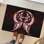 Maori Rugby Custom Ngaru Mangopare Rubber Doormat Black Red Whetu Niho Taniwha Motif