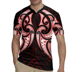 Maori Rugby Custom Ngaru Mangopare Rugby Jersey Black Red Whetu Niho Taniwha Motif