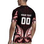 Maori Rugby Custom Ngaru Mangopare Rugby Jersey Black Red Whetu Niho Taniwha Motif