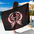 Maori Rugby Custom Ngaru Mangopare Sarong Black Red Whetu Niho Taniwha Motif