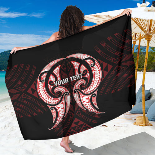 Maori Rugby Custom Ngaru Mangopare Sarong Black Red Whetu Niho Taniwha Motif