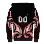 Maori Rugby Custom Ngaru Mangopare Sherpa Hoodie Black Red Whetu Niho Taniwha Motif