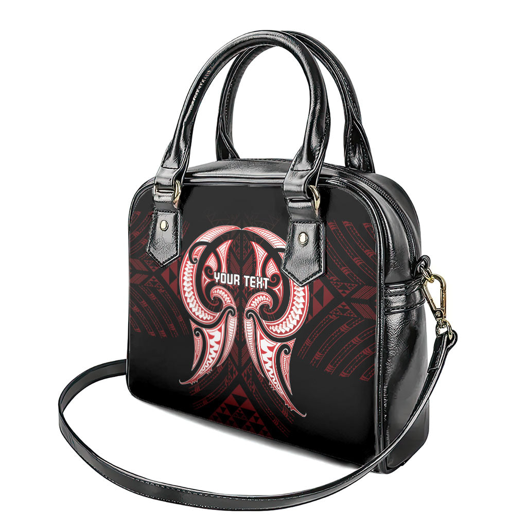 Maori Rugby Custom Ngaru Mangopare Shoulder Handbag Black Red Whetu Niho Taniwha Motif