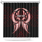 Maori Rugby Custom Ngaru Mangopare Shower Curtain Black Red Whetu Niho Taniwha Motif