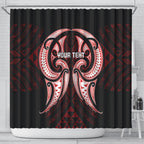 Maori Rugby Custom Ngaru Mangopare Shower Curtain Black Red Whetu Niho Taniwha Motif