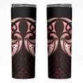 Maori Rugby Custom Ngaru Mangopare Skinny Tumbler Black Red Whetu Niho Taniwha Motif