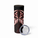 Maori Rugby Custom Ngaru Mangopare Skinny Tumbler Black Red Whetu Niho Taniwha Motif