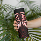 Maori Rugby Custom Ngaru Mangopare Skinny Tumbler Black Red Whetu Niho Taniwha Motif