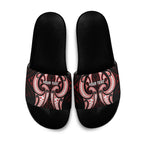 Maori Rugby Custom Ngaru Mangopare Slide Sandals Black Red Whetu Niho Taniwha Motif