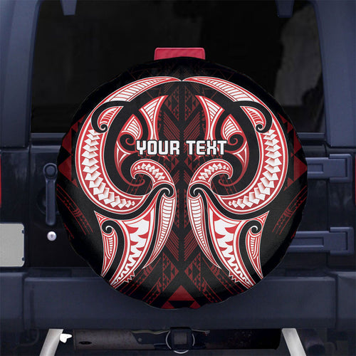 Maori Rugby Custom Ngaru Mangopare Spare Tire Cover Black Red Whetu Niho Taniwha Motif