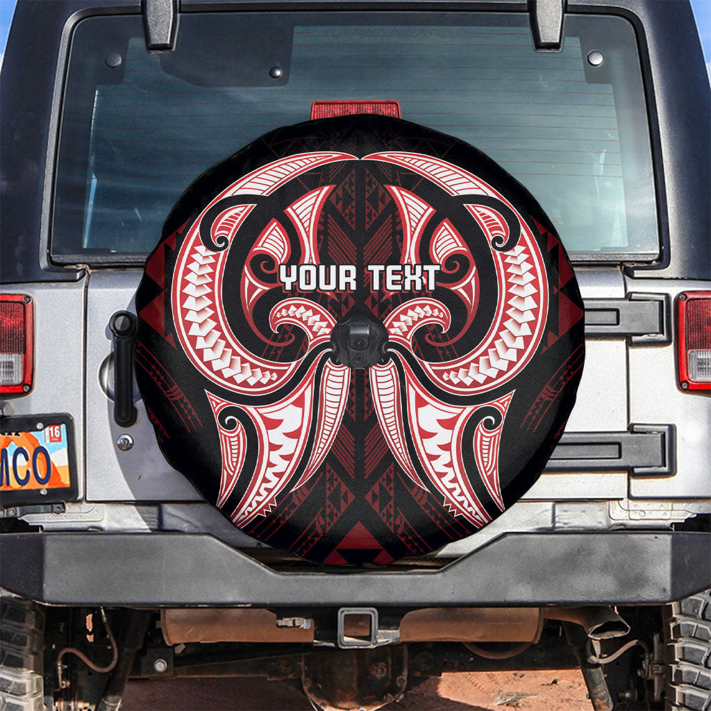 Maori Rugby Custom Ngaru Mangopare Spare Tire Cover Black Red Whetu Niho Taniwha Motif