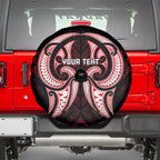 Maori Rugby Custom Ngaru Mangopare Spare Tire Cover Black Red Whetu Niho Taniwha Motif