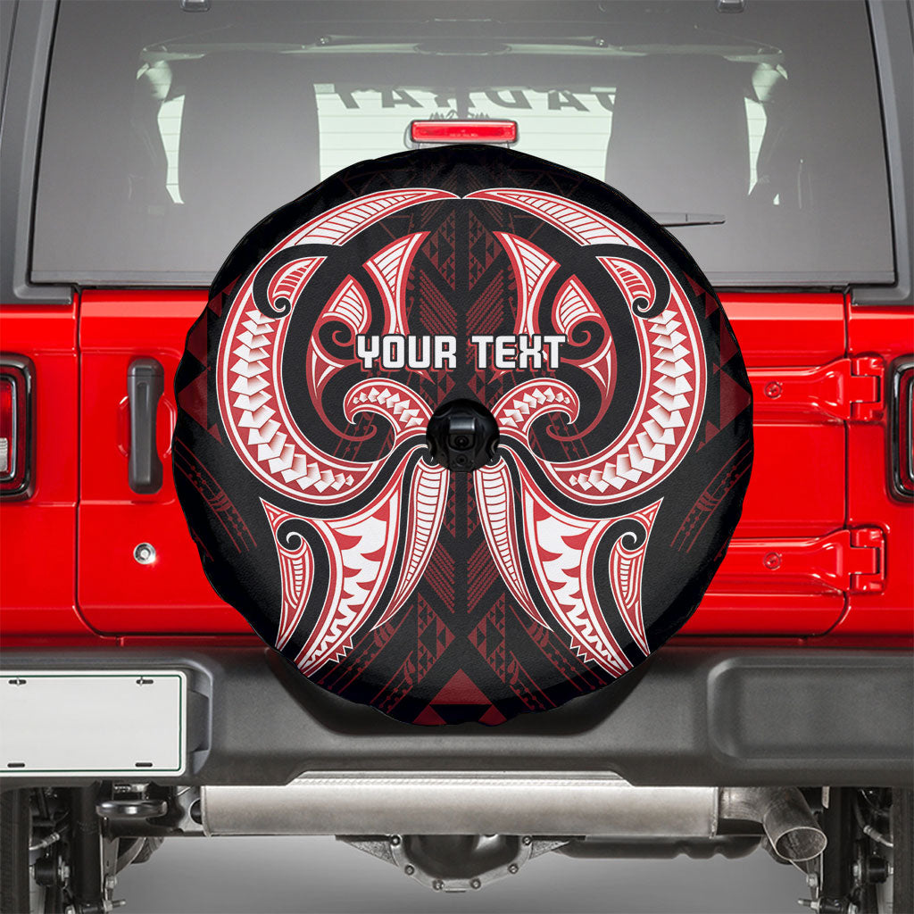 Maori Rugby Custom Ngaru Mangopare Spare Tire Cover Black Red Whetu Niho Taniwha Motif