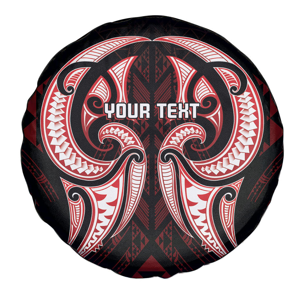 Maori Rugby Custom Ngaru Mangopare Spare Tire Cover Black Red Whetu Niho Taniwha Motif