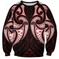 Maori Rugby Custom Ngaru Mangopare Sweatshirt Black Red Whetu Niho Taniwha Motif