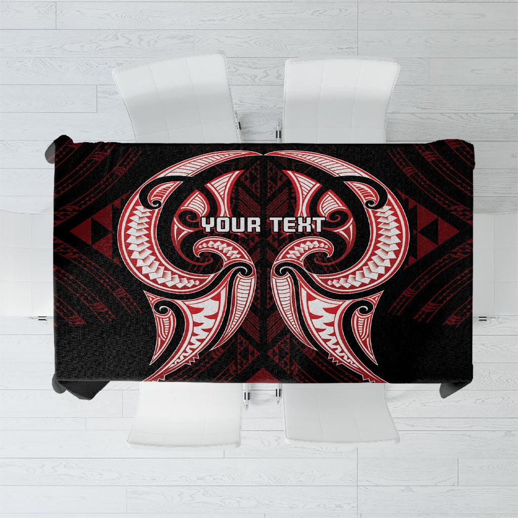 Maori Rugby Custom Ngaru Mangopare Tablecloth Black Red Whetu Niho Taniwha Motif