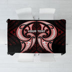 Maori Rugby Custom Ngaru Mangopare Tablecloth Black Red Whetu Niho Taniwha Motif
