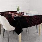Maori Rugby Custom Ngaru Mangopare Tablecloth Black Red Whetu Niho Taniwha Motif
