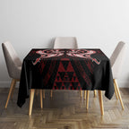Maori Rugby Custom Ngaru Mangopare Tablecloth Black Red Whetu Niho Taniwha Motif