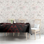 Maori Rugby Custom Ngaru Mangopare Tablecloth Black Red Whetu Niho Taniwha Motif