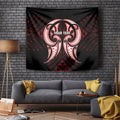 Maori Rugby Custom Ngaru Mangopare Tapestry Black Red Whetu Niho Taniwha Motif