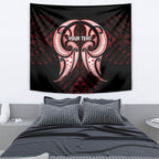Maori Rugby Custom Ngaru Mangopare Tapestry Black Red Whetu Niho Taniwha Motif