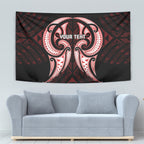 Maori Rugby Custom Ngaru Mangopare Tapestry Black Red Whetu Niho Taniwha Motif