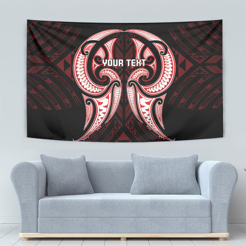 Maori Rugby Custom Ngaru Mangopare Tapestry Black Red Whetu Niho Taniwha Motif