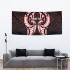 Maori Rugby Custom Ngaru Mangopare Tapestry Black Red Whetu Niho Taniwha Motif