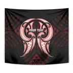 Maori Rugby Custom Ngaru Mangopare Tapestry Black Red Whetu Niho Taniwha Motif