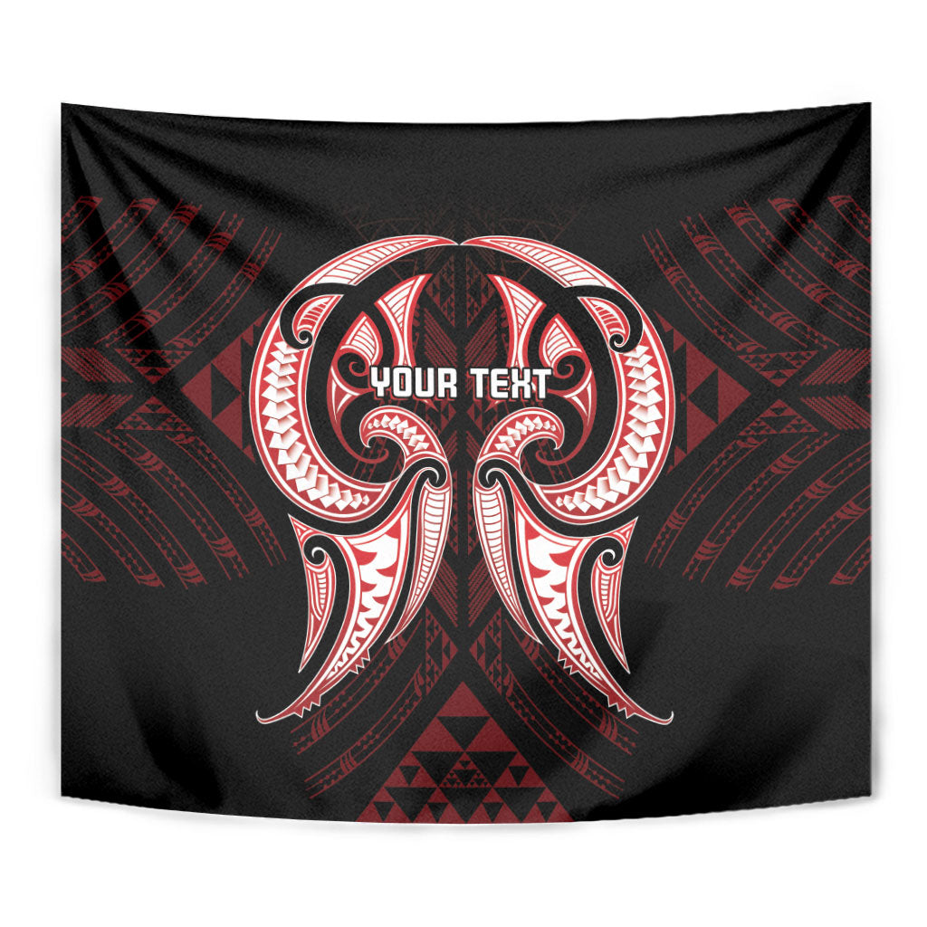 Maori Rugby Custom Ngaru Mangopare Tapestry Black Red Whetu Niho Taniwha Motif