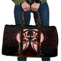 Maori Rugby Custom Ngaru Mangopare Travel Bag Black Red Whetu Niho Taniwha Motif