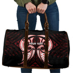 Maori Rugby Custom Ngaru Mangopare Travel Bag Black Red Whetu Niho Taniwha Motif