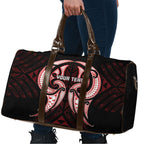 Maori Rugby Custom Ngaru Mangopare Travel Bag Black Red Whetu Niho Taniwha Motif