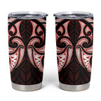 Maori Rugby Custom Ngaru Mangopare Tumbler Cup Black Red Whetu Niho Taniwha Motif