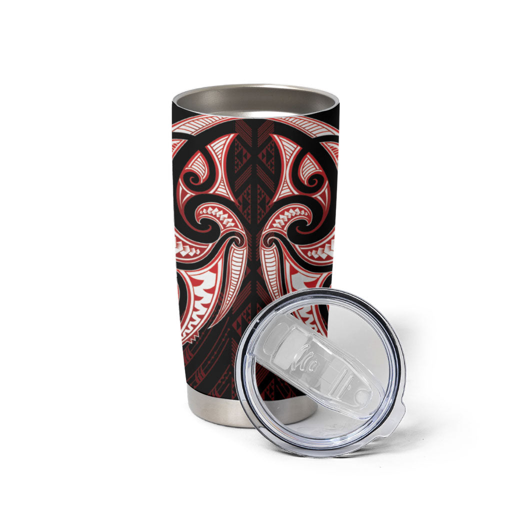 Maori Rugby Custom Ngaru Mangopare Tumbler Cup Black Red Whetu Niho Taniwha Motif